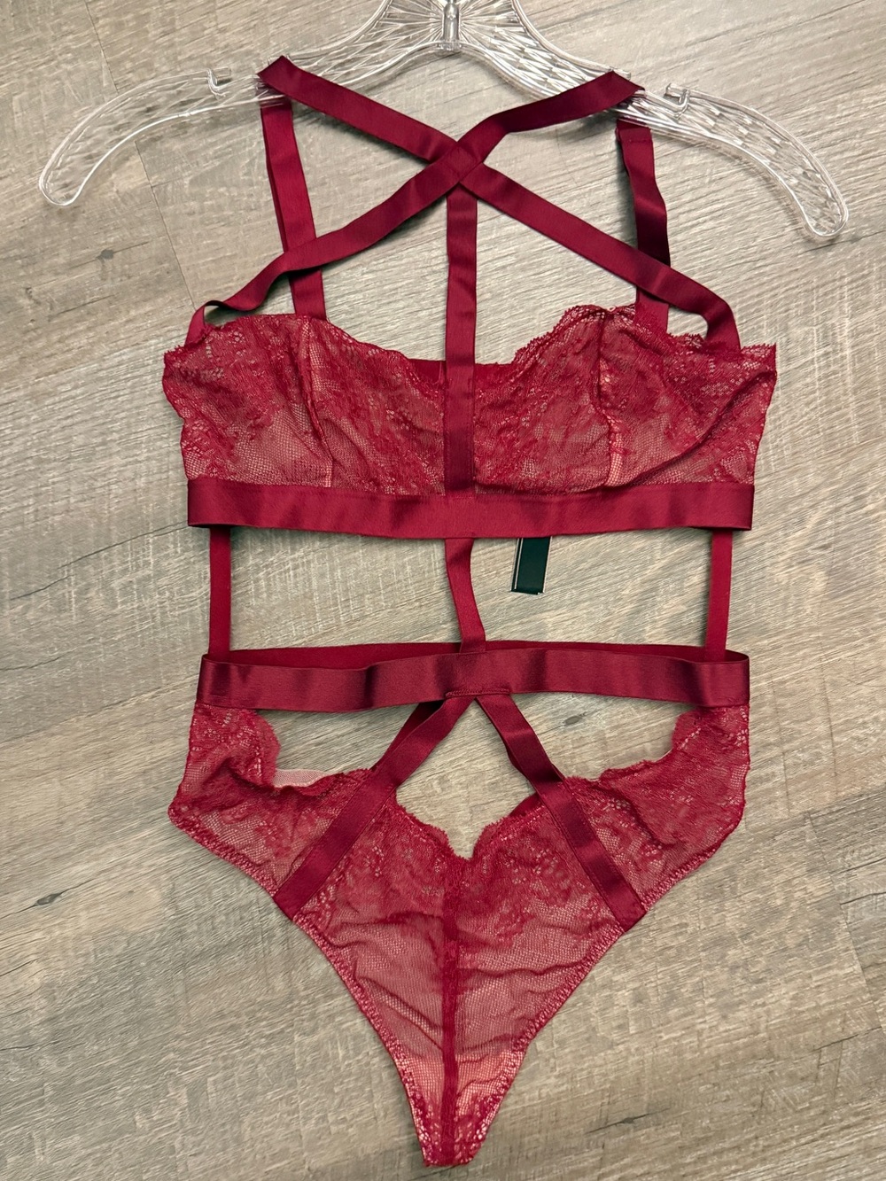 Victoria's Secret Red Lace Strappy Bodysuit Lingerie